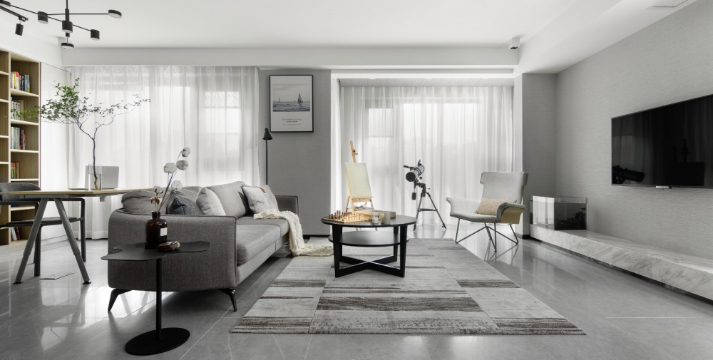 客廳窗簾裝修效果圖安生.魯能泰山七號院現(xiàn)代簡約客廳設(shè)計(jì)圖片賞析