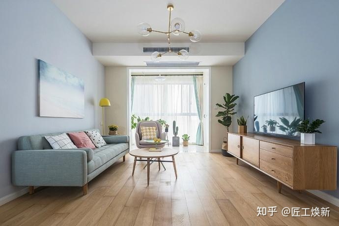 90㎡清爽北歐風，淺藍空間，最喜歡半開放式廚房設計