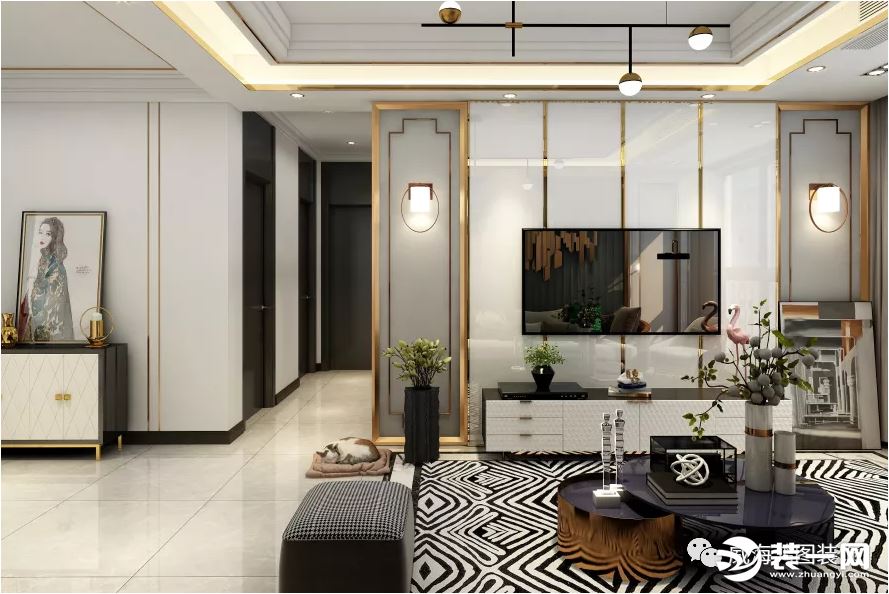 《【摩登4h5登陸地址】威海鴻圖裝飾山水城125㎡輕奢風(fēng)格 金色空間無盡浪漫！》