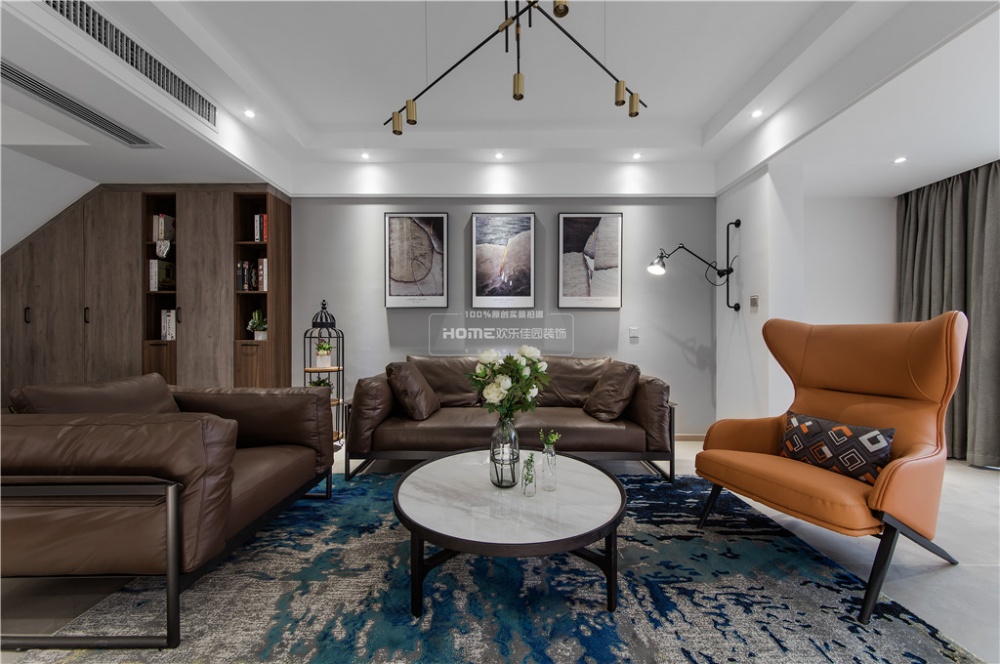 客廳窗簾裝修效果圖歡樂佳園|現(xiàn)代簡約復(fù)式樓，空間現(xiàn)代簡約客廳設(shè)計圖片賞析