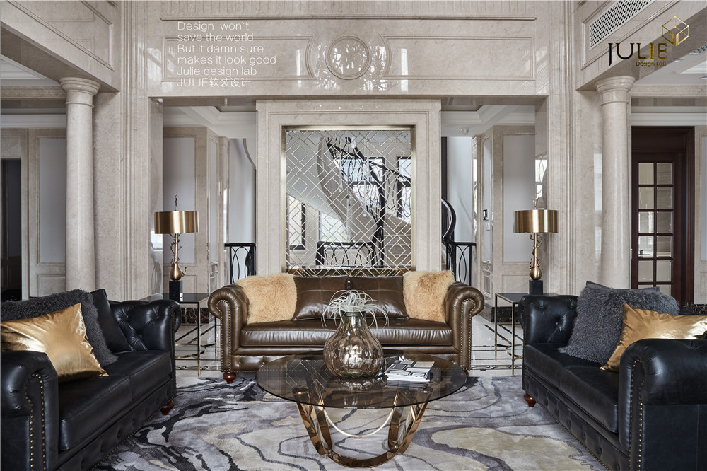 客廳沙發(fā)裝修效果圖典雅515平美式別墅客廳實拍圖美式經典客廳設計圖片賞析