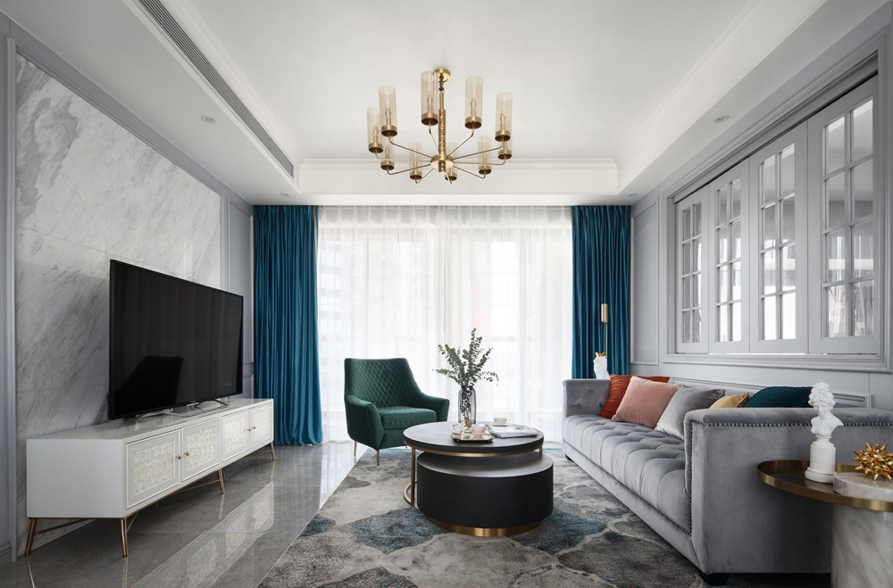 客廳窗簾裝修效果圖客廳“開”窗，書房搭帳篷！美式經典客廳設計圖片賞析