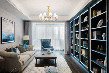 130㎡美式風(fēng)格四居，用一面墻的書柜，給生活以“詩(shī)和遠(yuǎn)方”~
