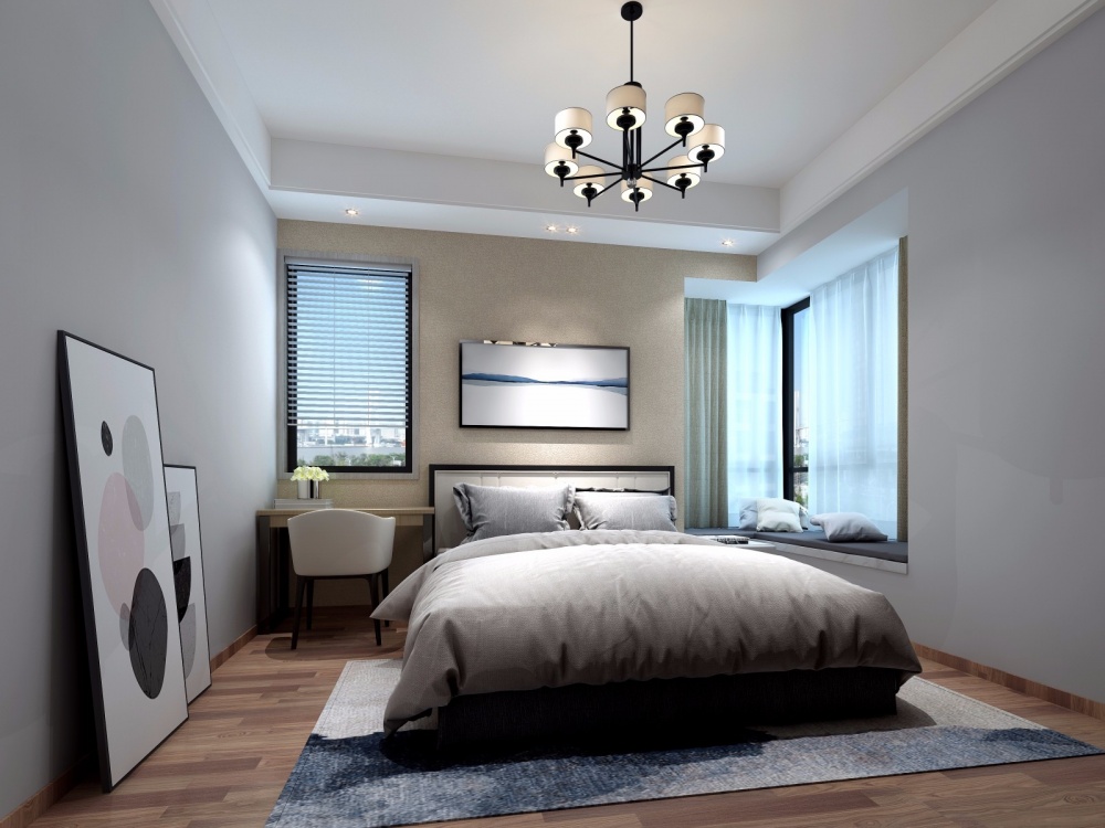 臥室床裝修效果圖西江河畔三套現(xiàn)代簡約臥室設(shè)計圖片賞析