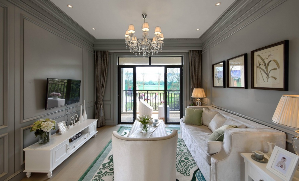 客廳窗簾裝修效果圖吉安市房屋裝修設(shè)計，二手房，套美式經(jīng)典客廳設(shè)計圖片賞析