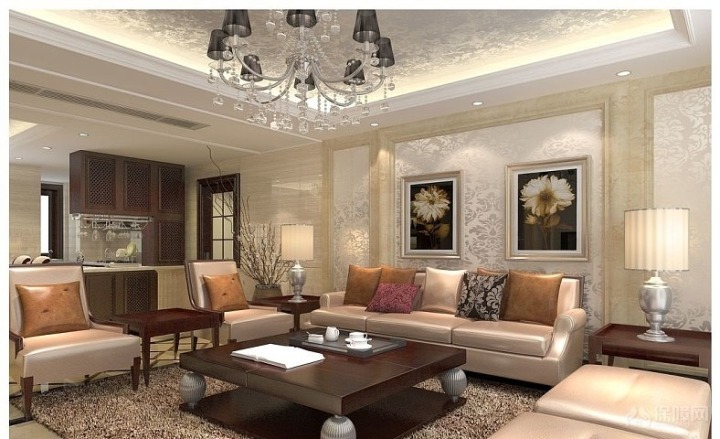 邢臺塞納春天客廳吊頂裝修設(shè)計(jì)效果圖，讓客廳更有格調(diào)